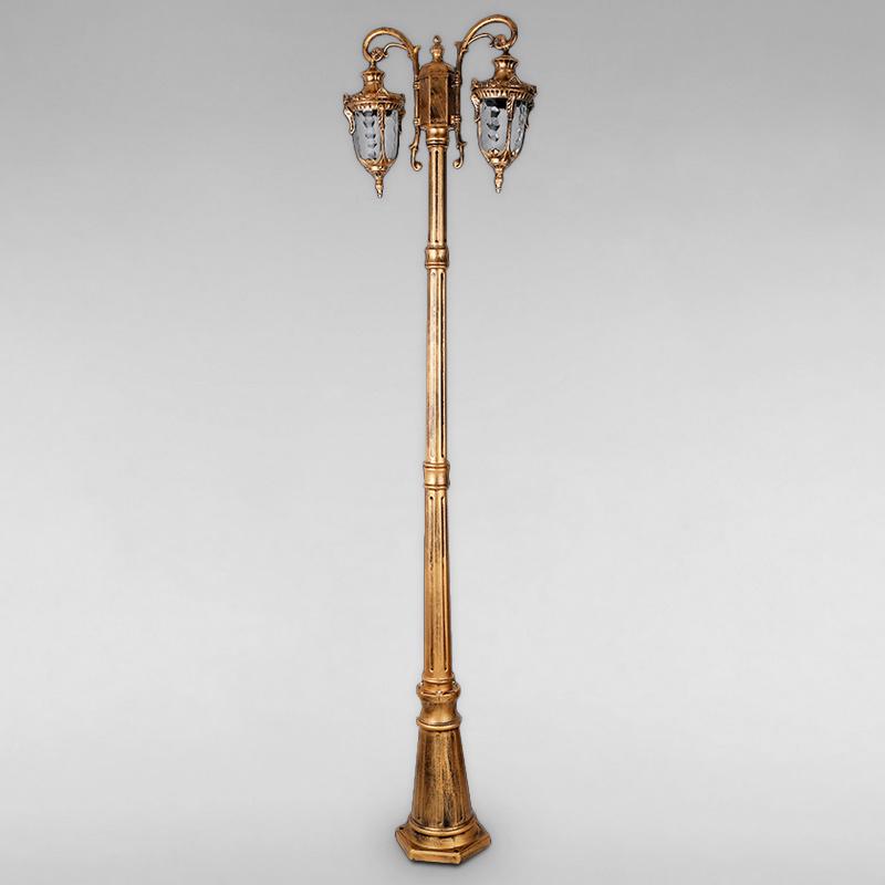 Уличный фонарный столб на два светильника LS-18041-S-2 GB Золото