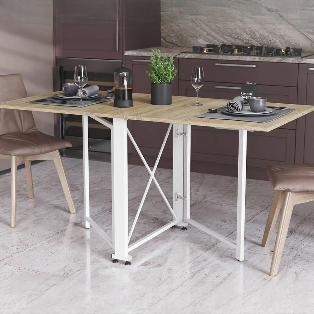 Стол-книга трансформер Ferrum-decor Орион 2 металл/ДСП 16 мм 750x1520x730 мм Белый/Дуб Сонома (FRD-104593)