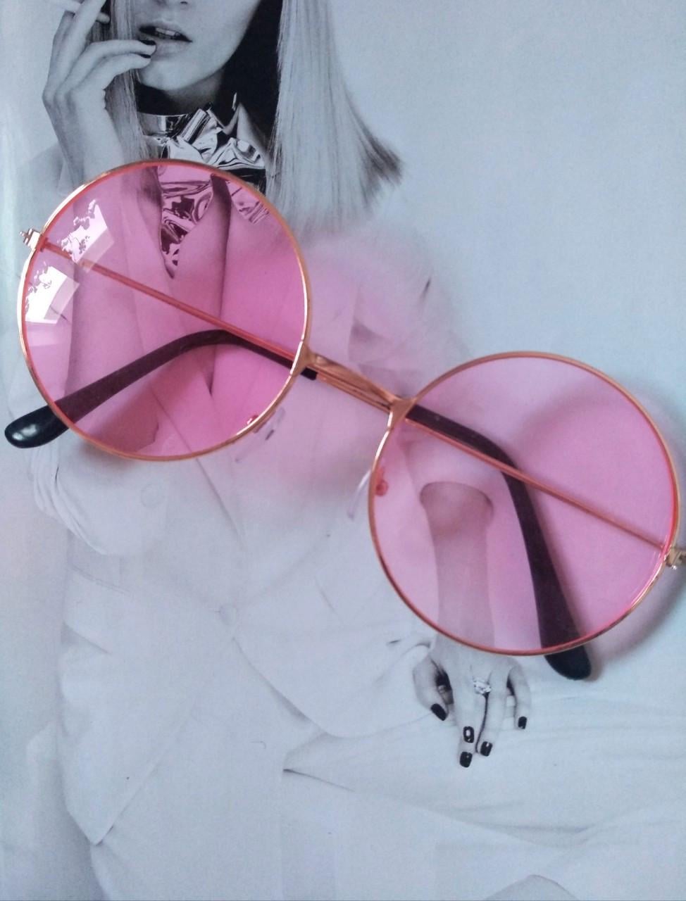 Очки круглые тишейды с цветной линзой Розовый в золоте Очки круглые тишейды с цветной линзой Розовый в золоте