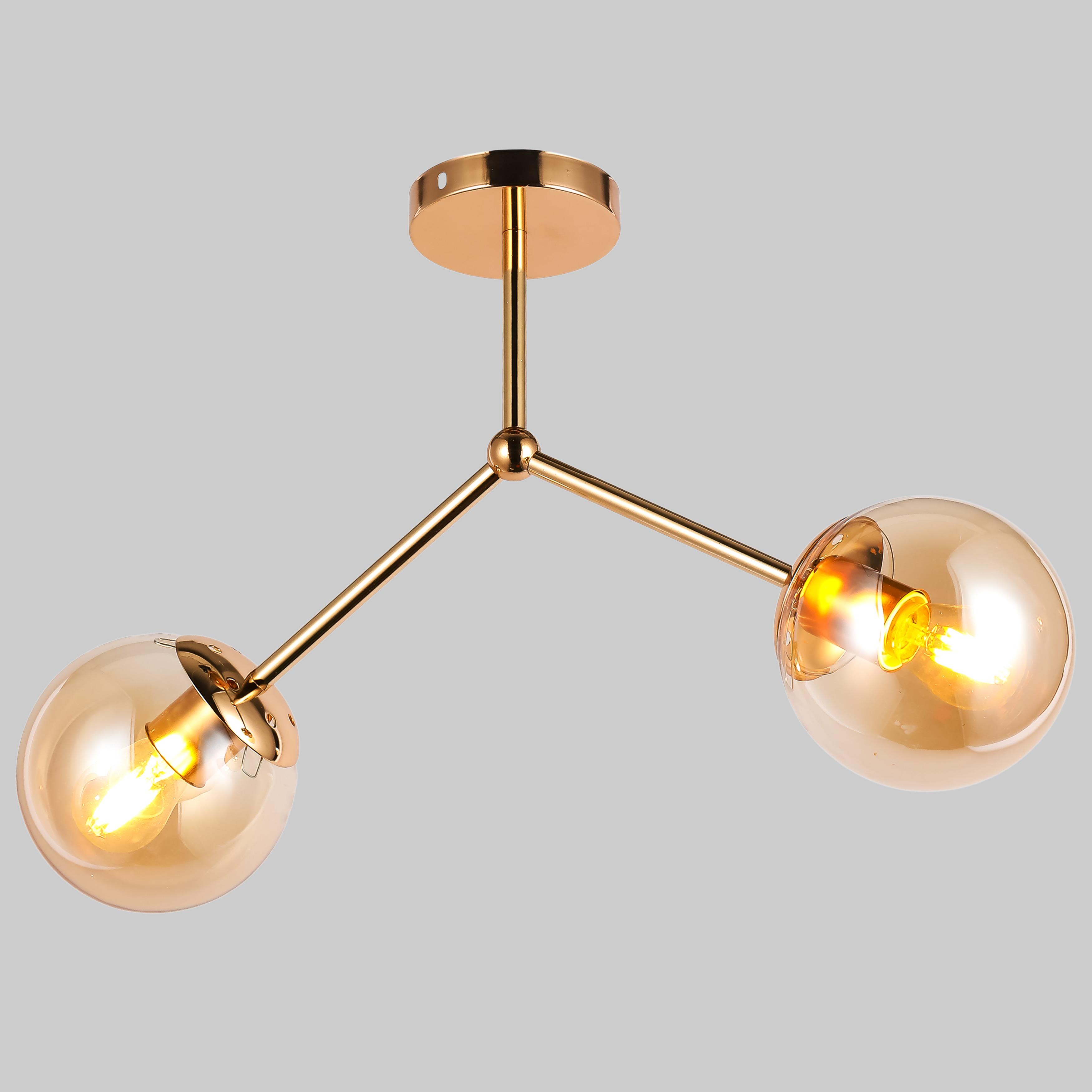 Люстра потолочная с двумя плафонами (52-9811-2 GD+BR) Люстра потолочная с двумя плафонами (52-9811-2 GD+BR)