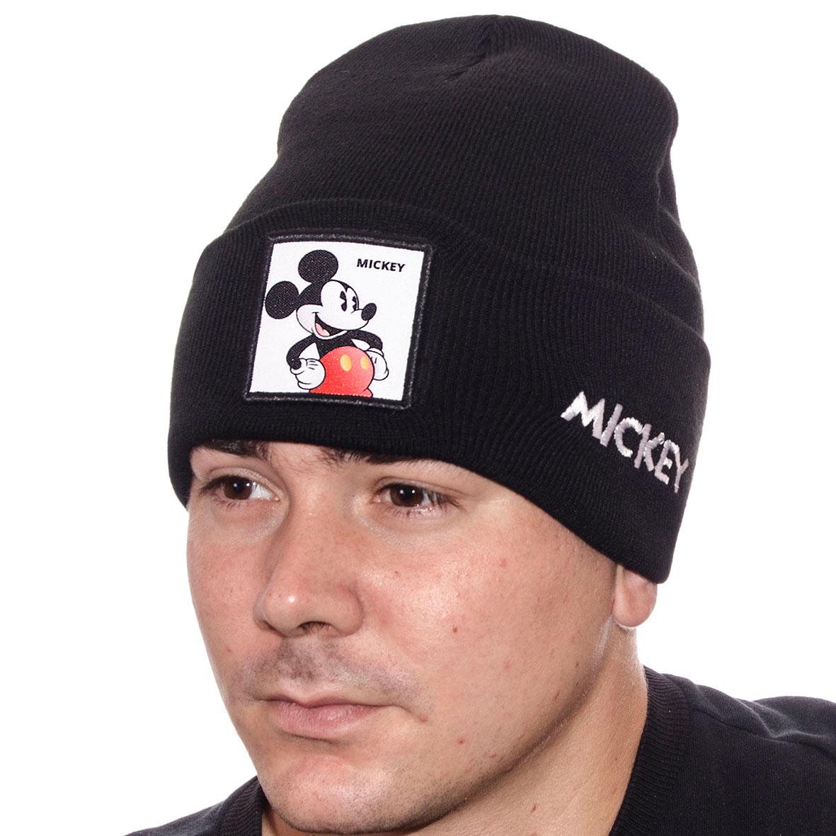 Шапка с шевроном двойная зимняя Mickey L21035 L р. 57-58 Черный