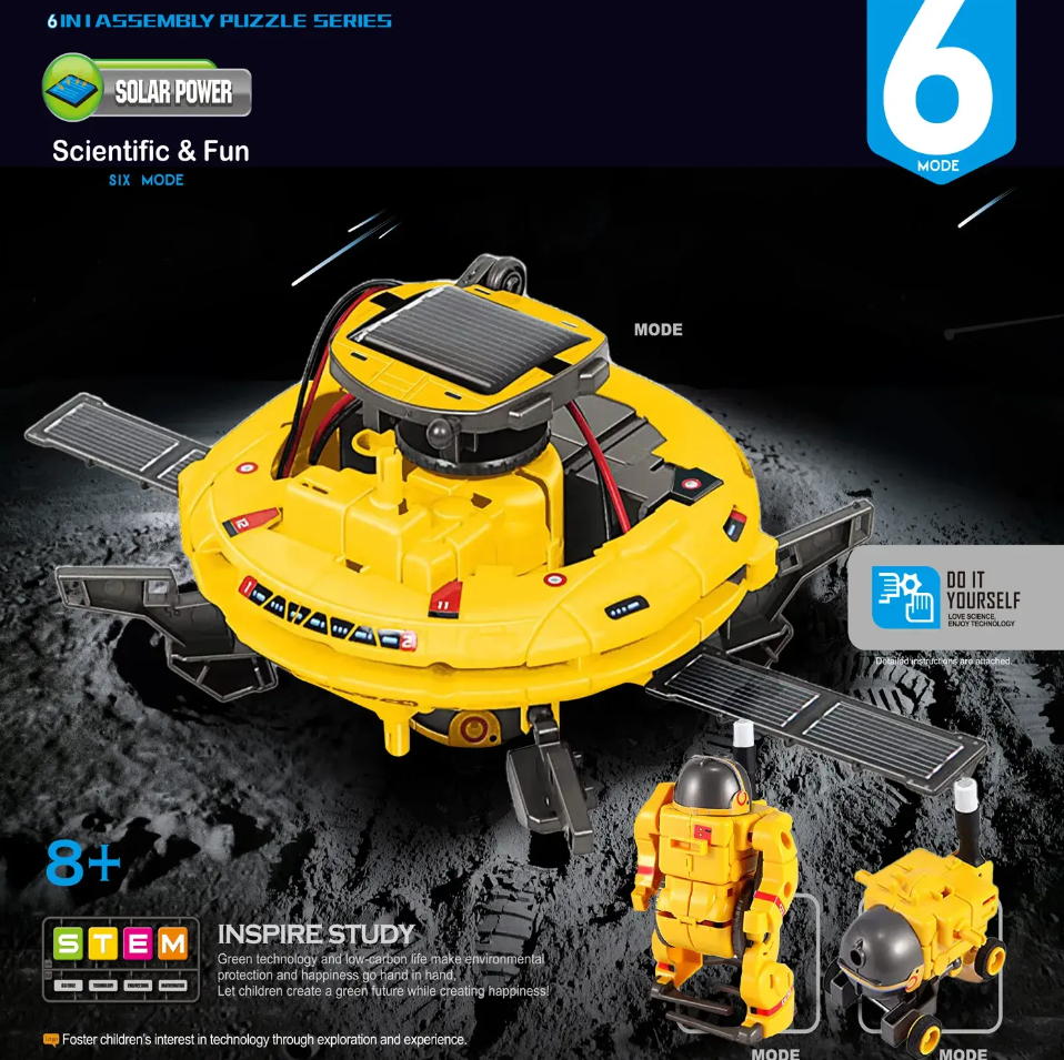 Конструктор STEM науковий Робот на сонячній батареї 6в1 Жовтий (СТЕМ3) - фото 5 Конструктор STEM науковий Робот на сонячній батареї 6в1 Жовтий (СТЕМ3) - фото 5