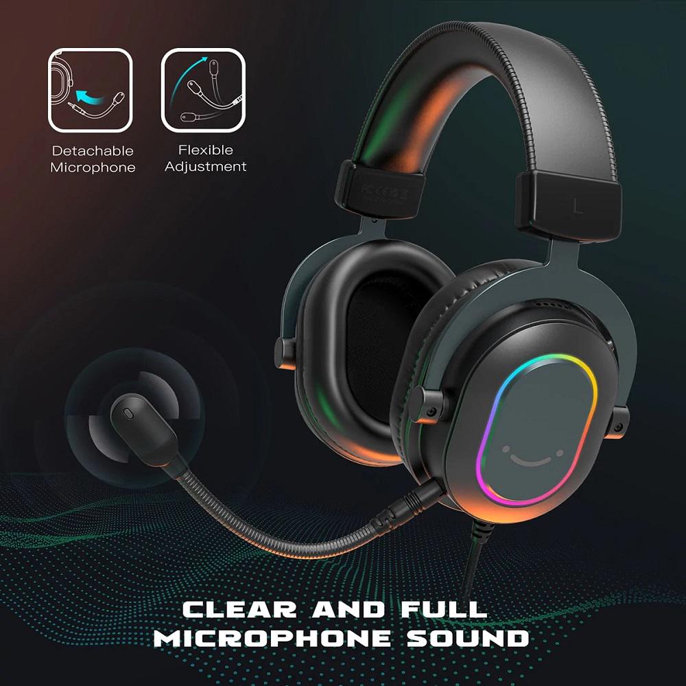 Наушники Fifine H6 USB со съемным микрофоном RGB подсветкой - фото 3