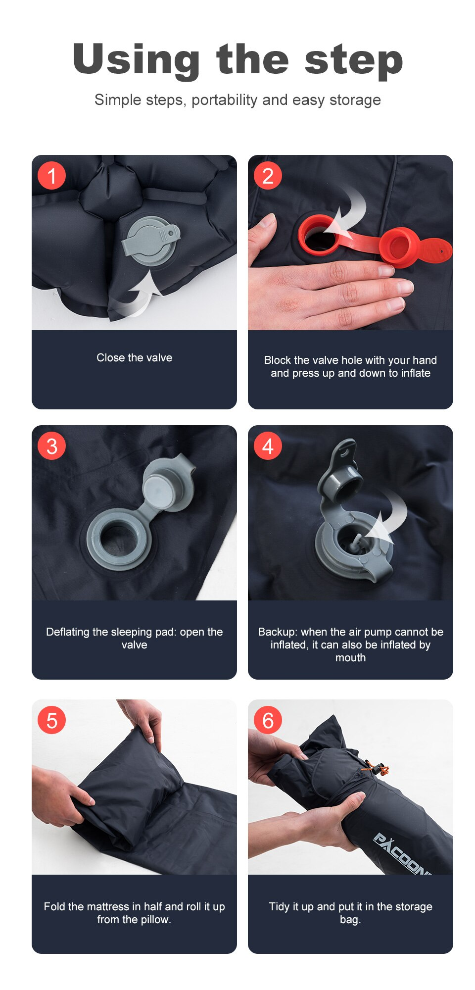 Коврик надувной туристический со встроенным насосом Синий (15268432) - фото 4 Коврик надувной туристический со встроенным насосом Синий (15268432) - фото 4