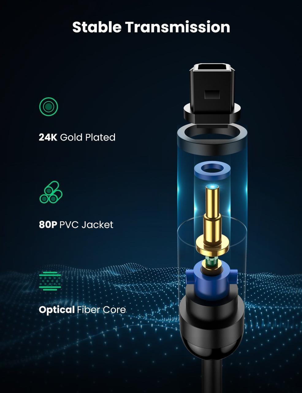 Кабель аудіо Ugreen Toslink оптичний 4 мм 2 м Black (AV122) - фото 4 Кабель аудіо Ugreen Toslink оптичний 4 мм 2 м Black (AV122) - фото 4