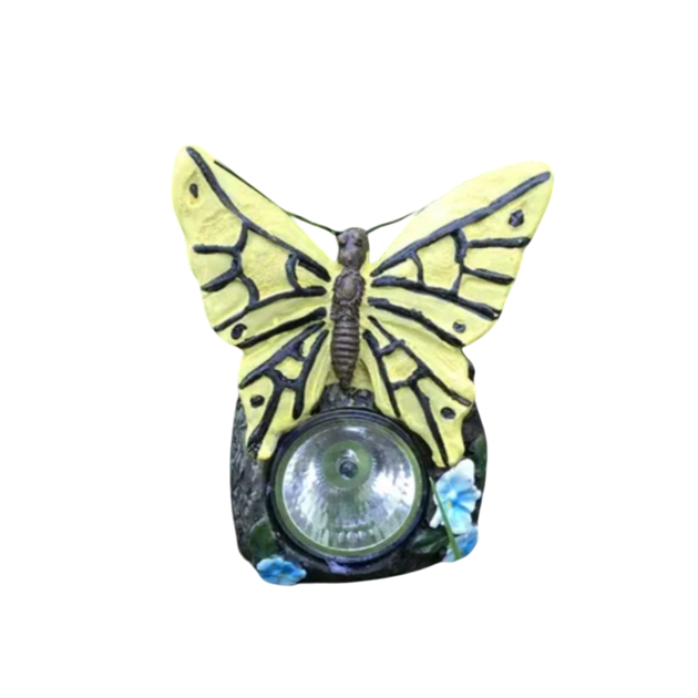 Садовый светильник Lemanso на солнечной керамической батарее 6500К с выключателем желтый Бабочка IP44 (CAB124)