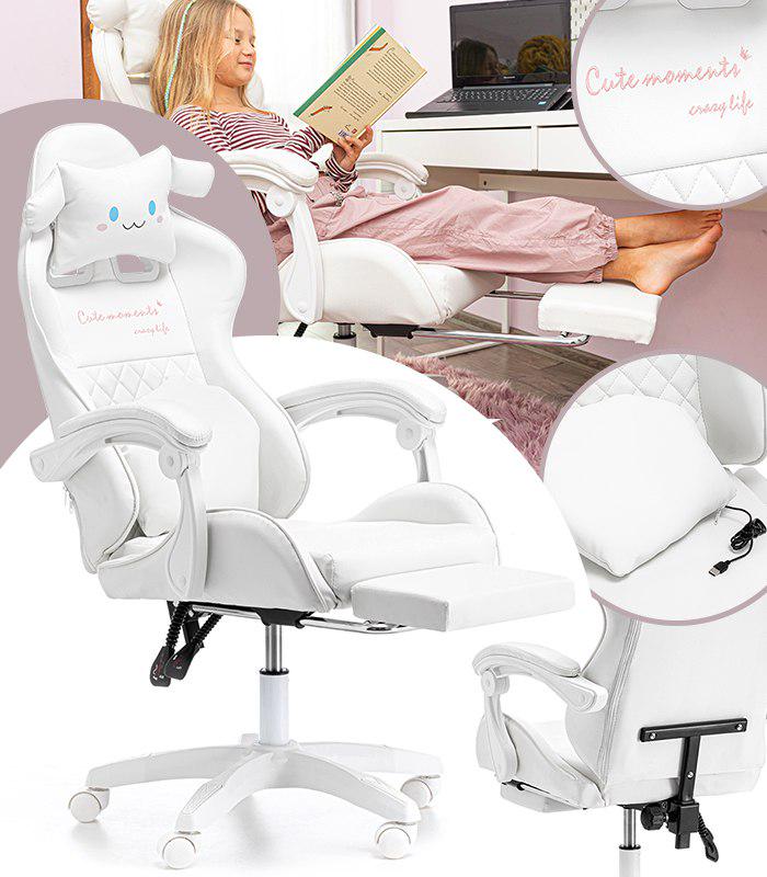 Крісло геймерське дитяче G894 з подушками та підставкою для ніг Білий (24096864) - фото 10