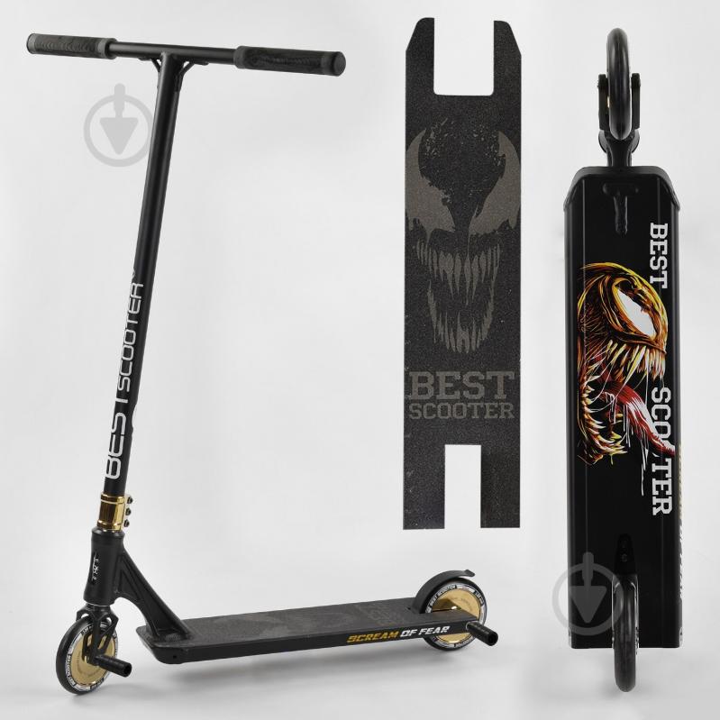 Самокат трюковый Best Scooter "SIMBIOTE" HIC-система, ПЕГИ, алюминиевый диск и дека Black/Gold (102307) - фото 2