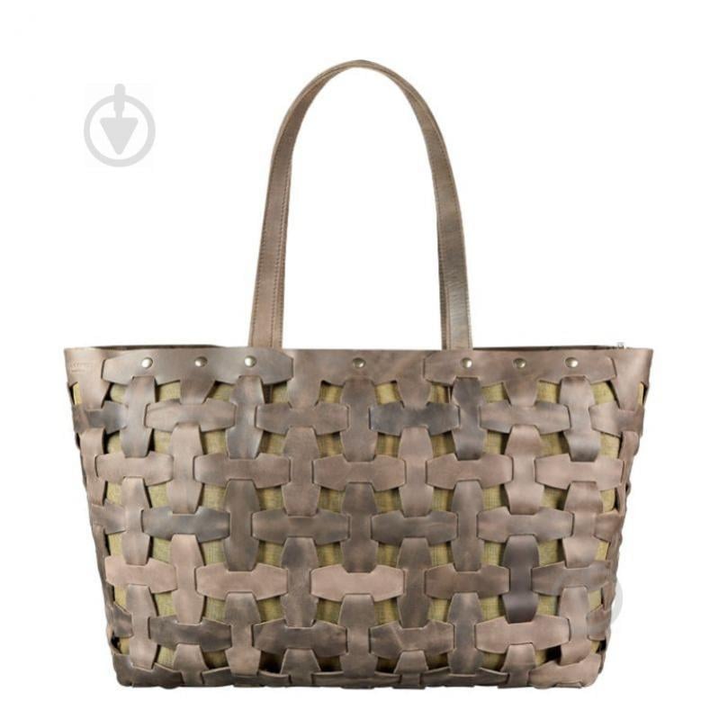 Шкіряна плетена сумка жіноча BlankNote Пазл Crazy Horse Xl Темно-Коричнева (BN-BAG-34-o)