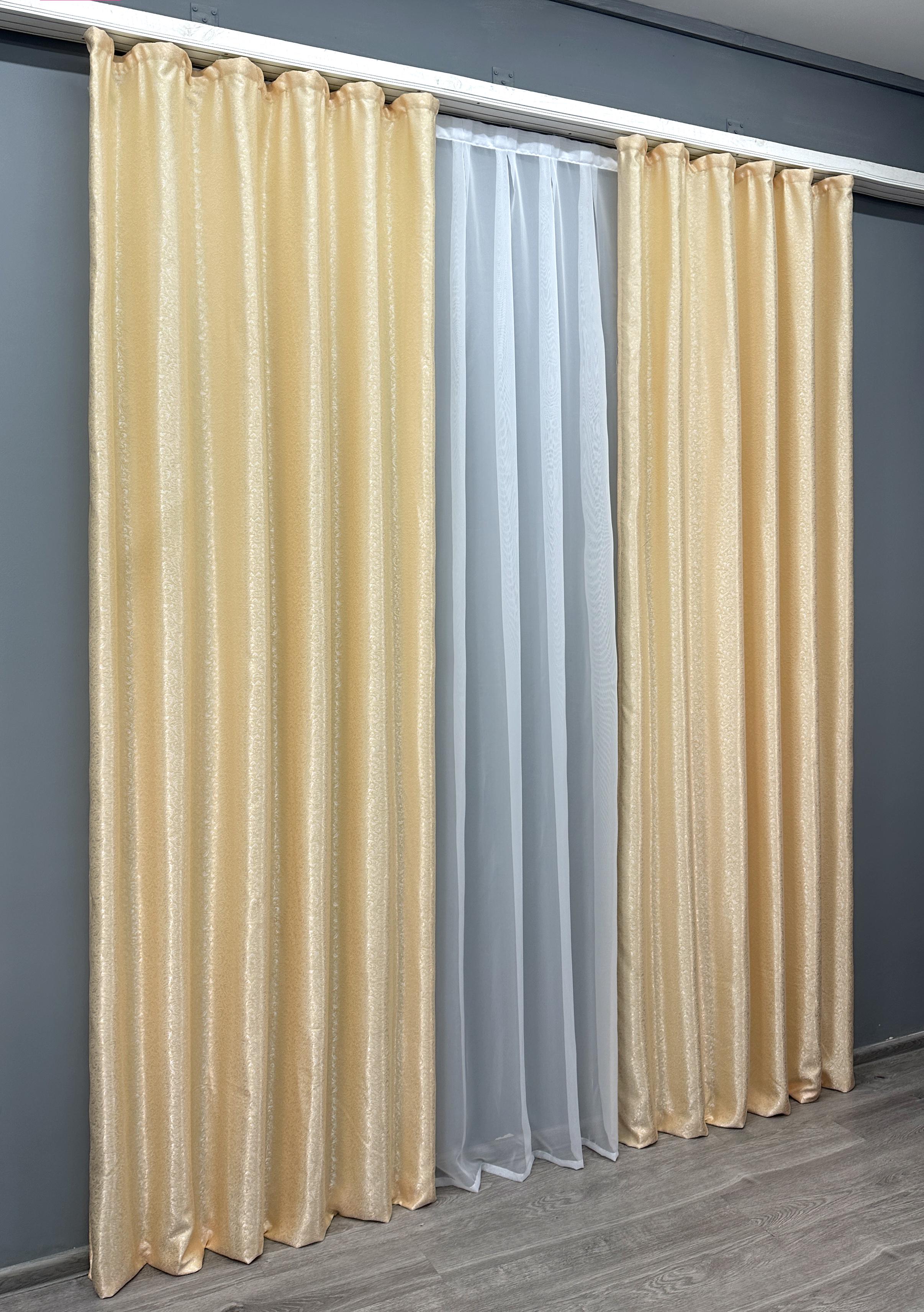 Комплект штор VR-Textil № 1727ш жаккард 150х285 см 2 шт. Кремовый (33-0649) - фото 3 Комплект штор VR-Textil № 1727ш жаккард 150х285 см 2 шт. Кремовый (33-0649) - фото 3