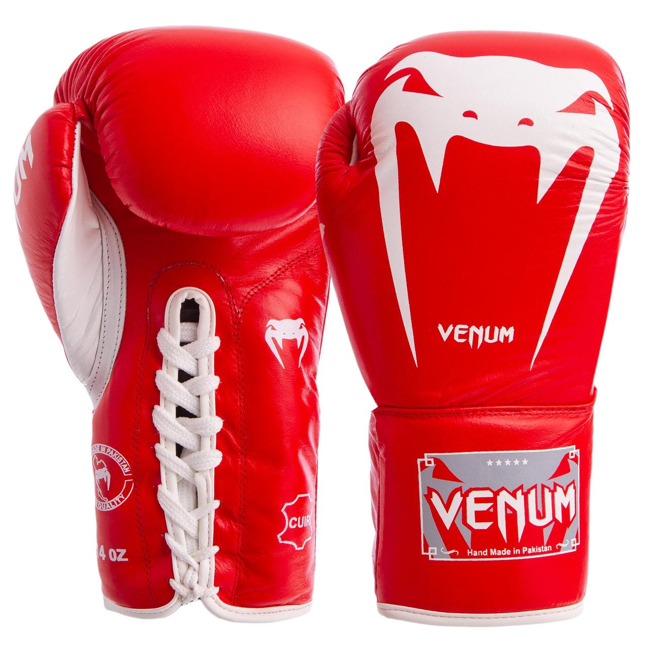 Боксерские перчатки Venum GIANT кожаные 10 oz Красный (VL-5786) - фото 1