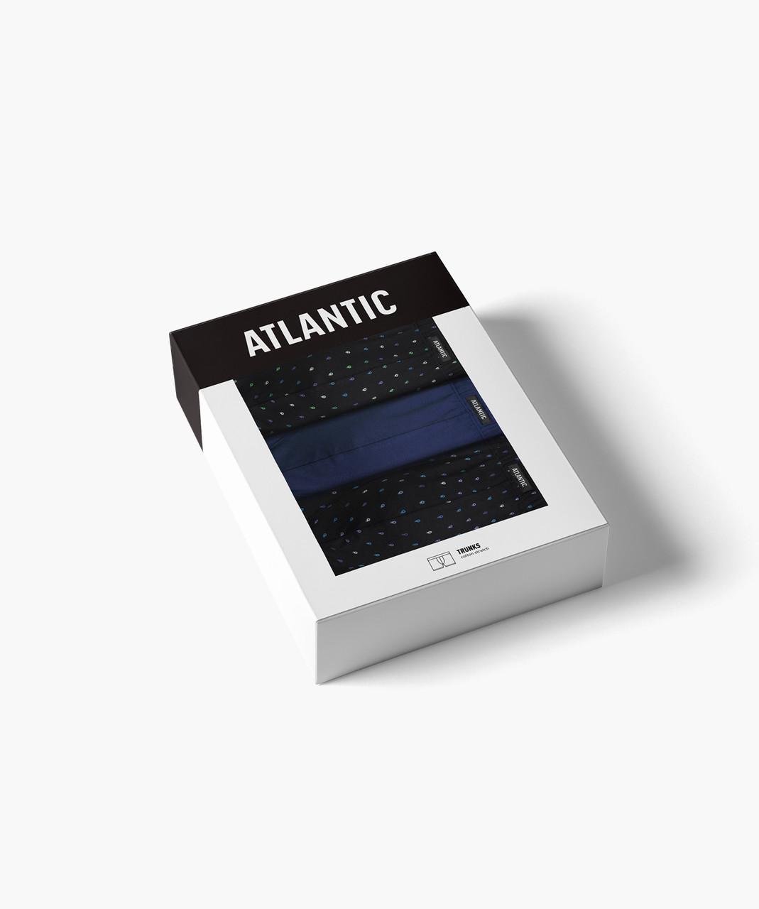 Трусы-боксеры мужские Atlantic 3MH-220 с принтом средней посадкой хлопковые 3 шт. 3XL Черный/Голубой (2785676466) - фото 6
