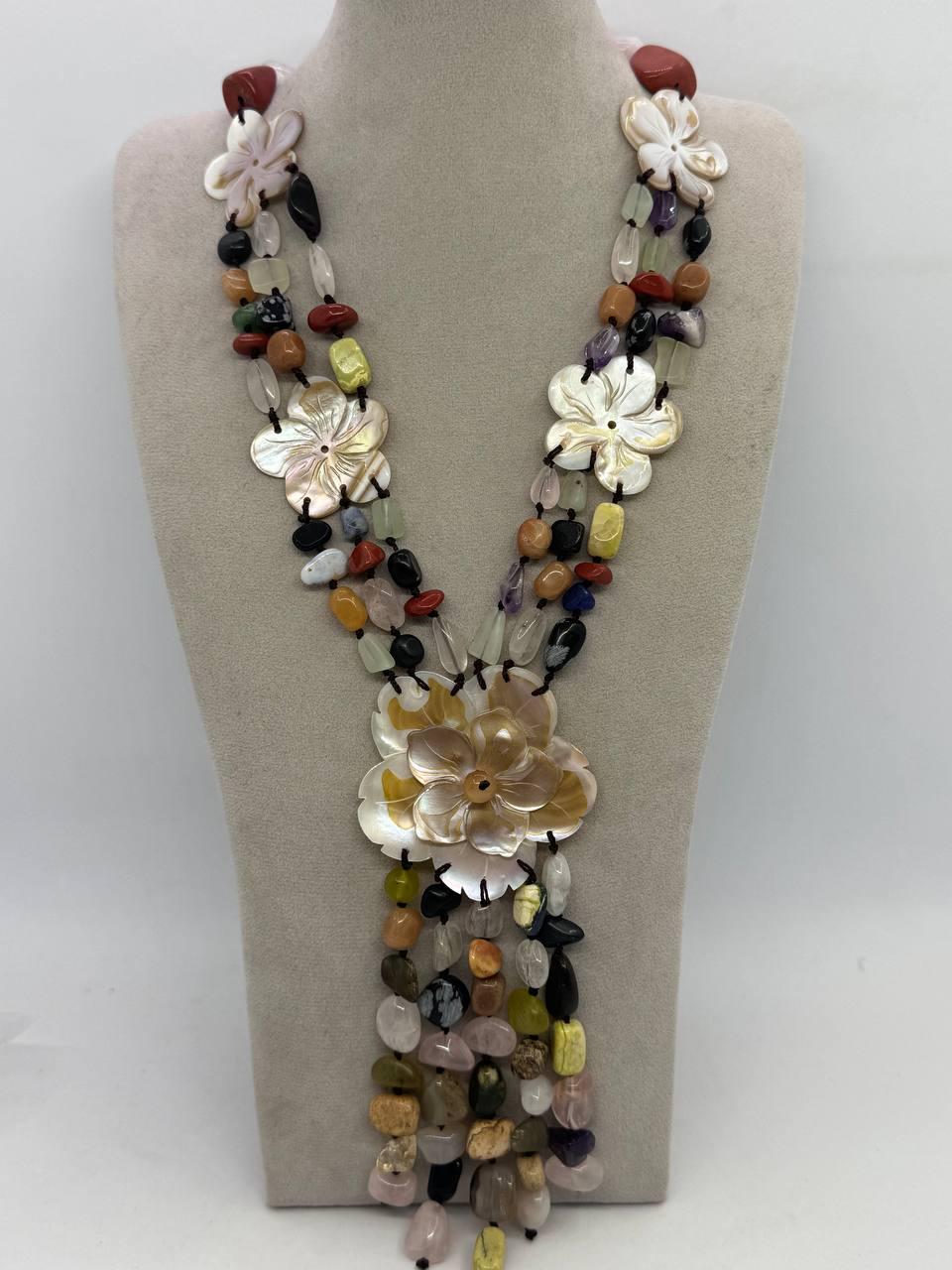 Намисто з самоцвітів та перламутру 66 см Комбінований (13025)