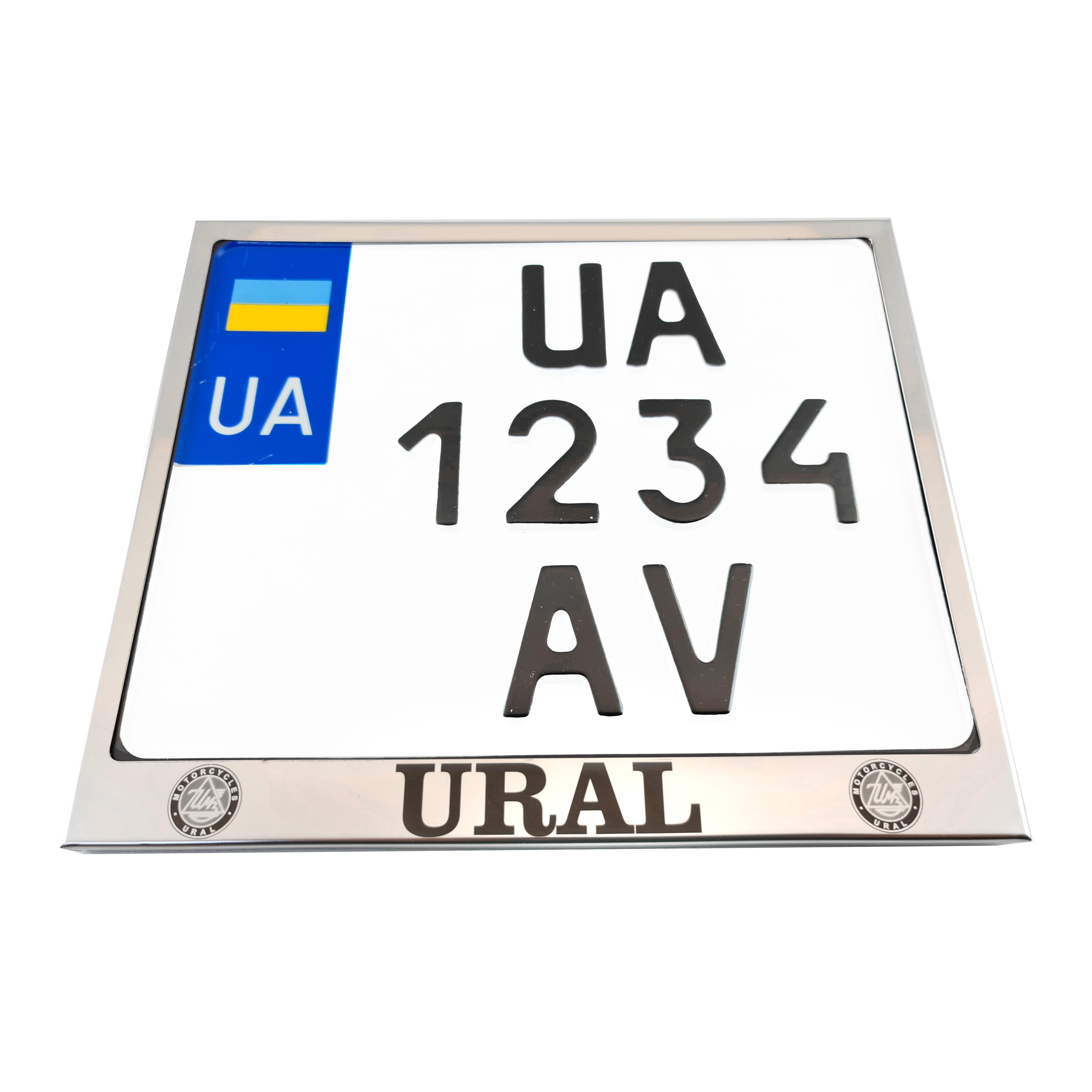 Рамка для мотоциклетного номера "URAL" 174х220 мм Хром (VH-S1722URSGL)