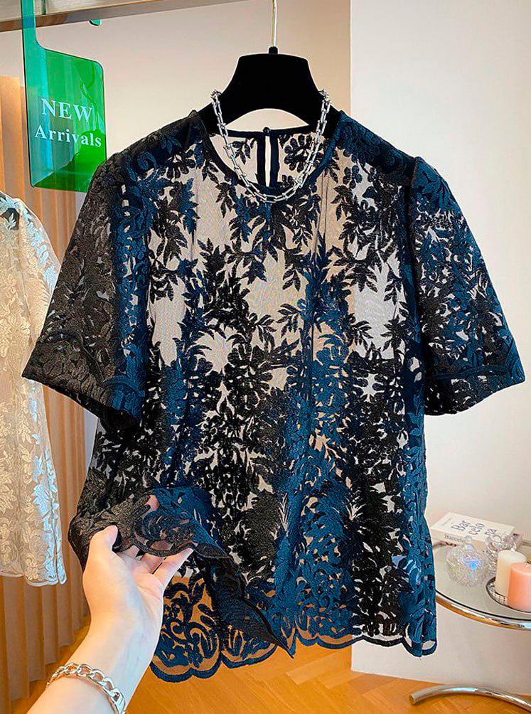 Блуза женская ажурная р. 44 Черный (NT-212-44) - фото 7 Блуза женская ажурная р. 44 Черный (NT-212-44) - фото 7