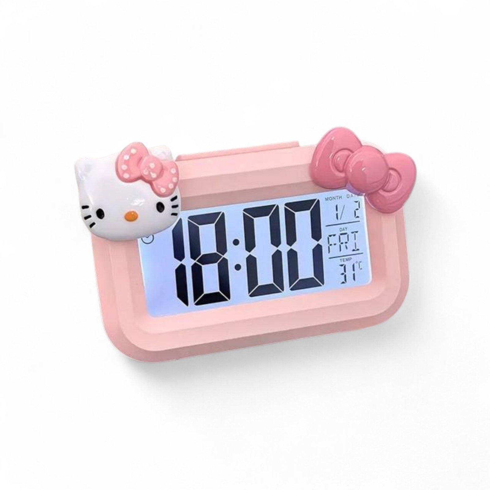 Будильник с термометром Hello Kitty и подсветкой Розовый (ZL-2110PI)