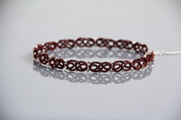 Чокер плетений мереживний Малинка ручна робота Бордовий (NK-0068)