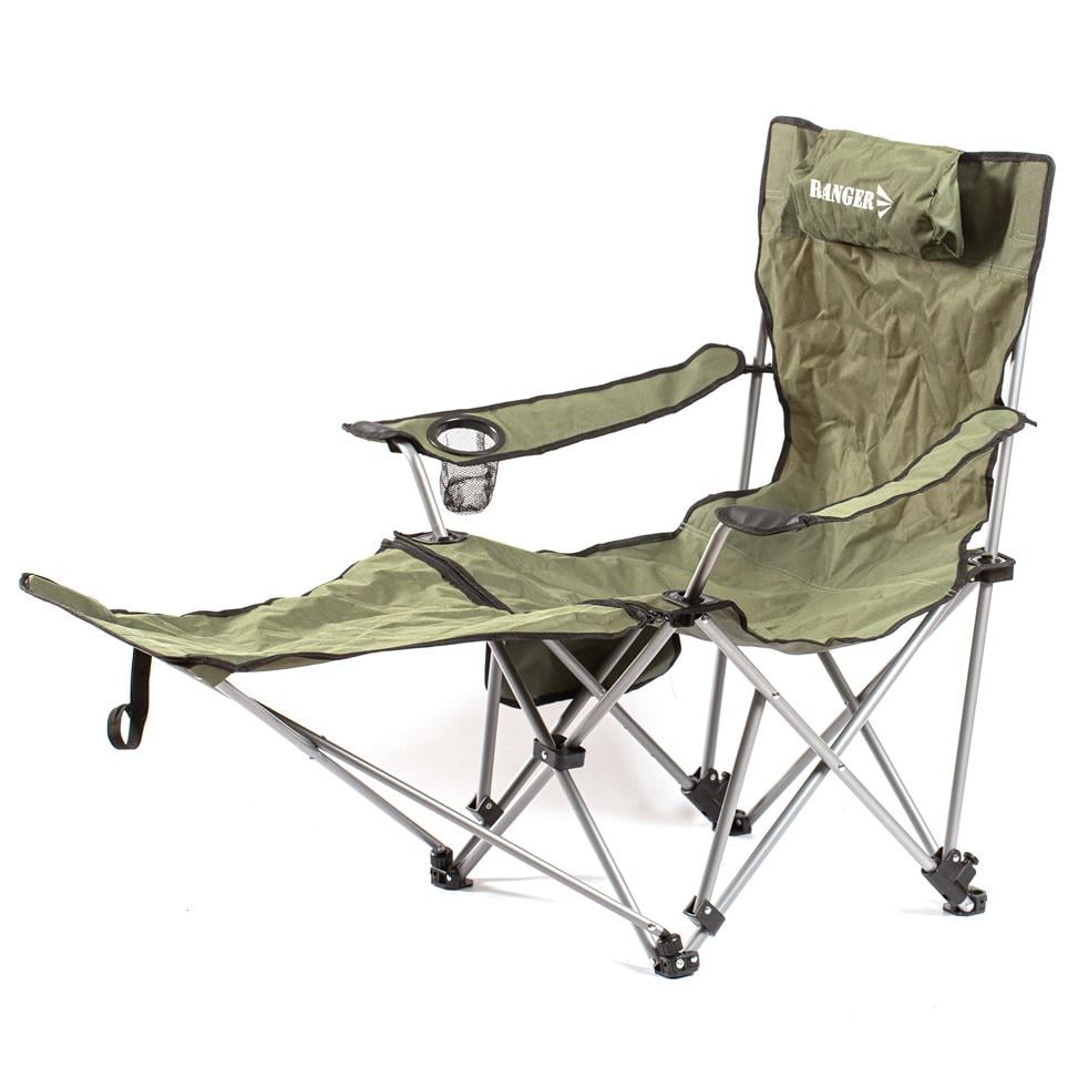Кресло туристическое с подставкой под ноги Ranger Relax до 110 кг Зеленый (28746128)