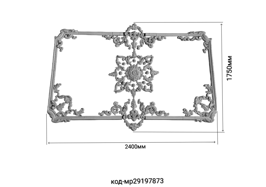 Рамка декоративная гипсовая комплект с центральной розеткой 1750/2400 мм (29197873) - фото 2 Рамка декоративная гипсовая комплект с центральной розеткой 1750/2400 мм (29197873) - фото 2