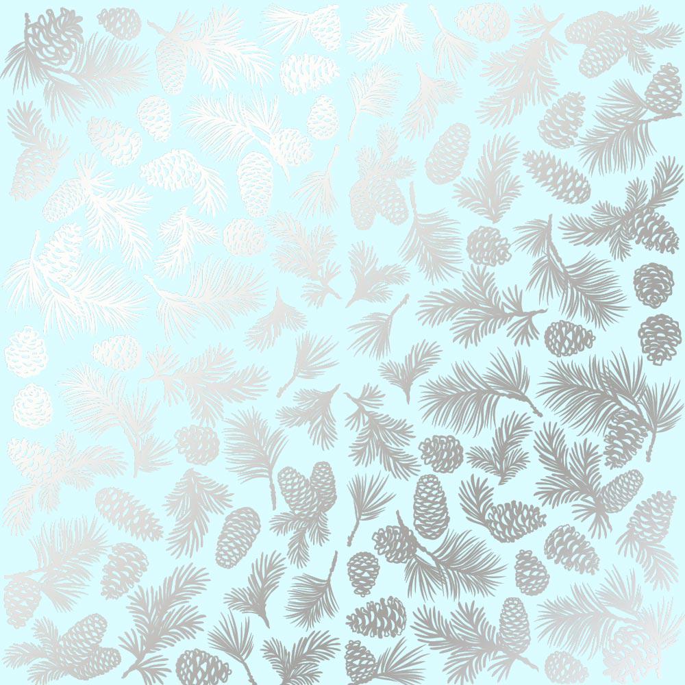 Лист паперу односторонній Silver Pine cones із срібним тисненням 30,5х30,5 см Mint