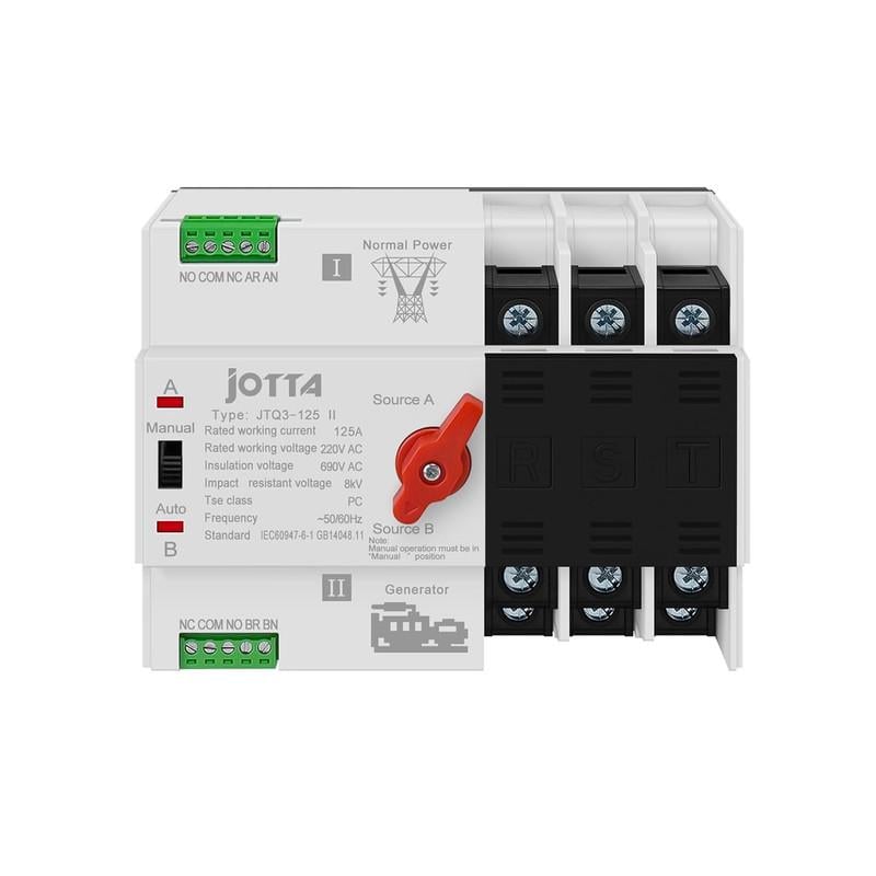 Перемикач вводу резерву автоматичний JOTTA I-II 3P 125A 230V АВР для генератора (JTQ3-3P-125A-G)