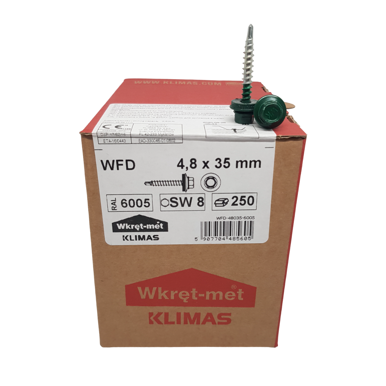 Саморез кровельный Wkret-Met WFD по дереву с шайбой EPDM 4,8х35 мм (RAL 6005)