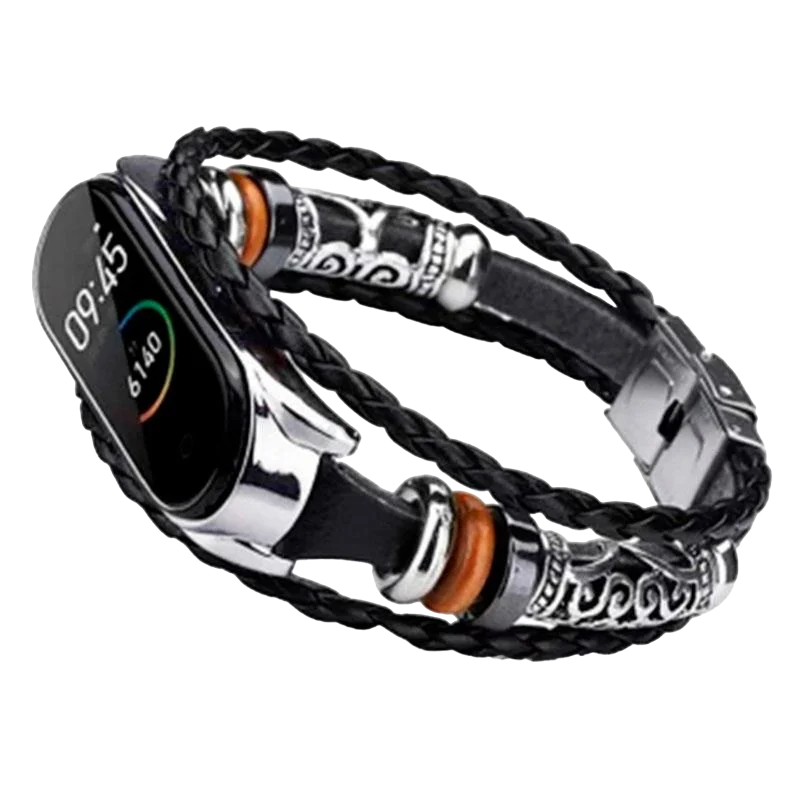 Браслет для Xiaomi Band 5/6 Jewellery design Black/Silver