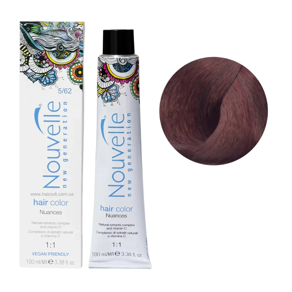 Краска для волос Nouvelle Hair Color 5/62 Светлый красный матово-коричневый 100 мл Краска для волос Nouvelle Hair Color 5/62 Светлый красный матово-коричневый 100 мл