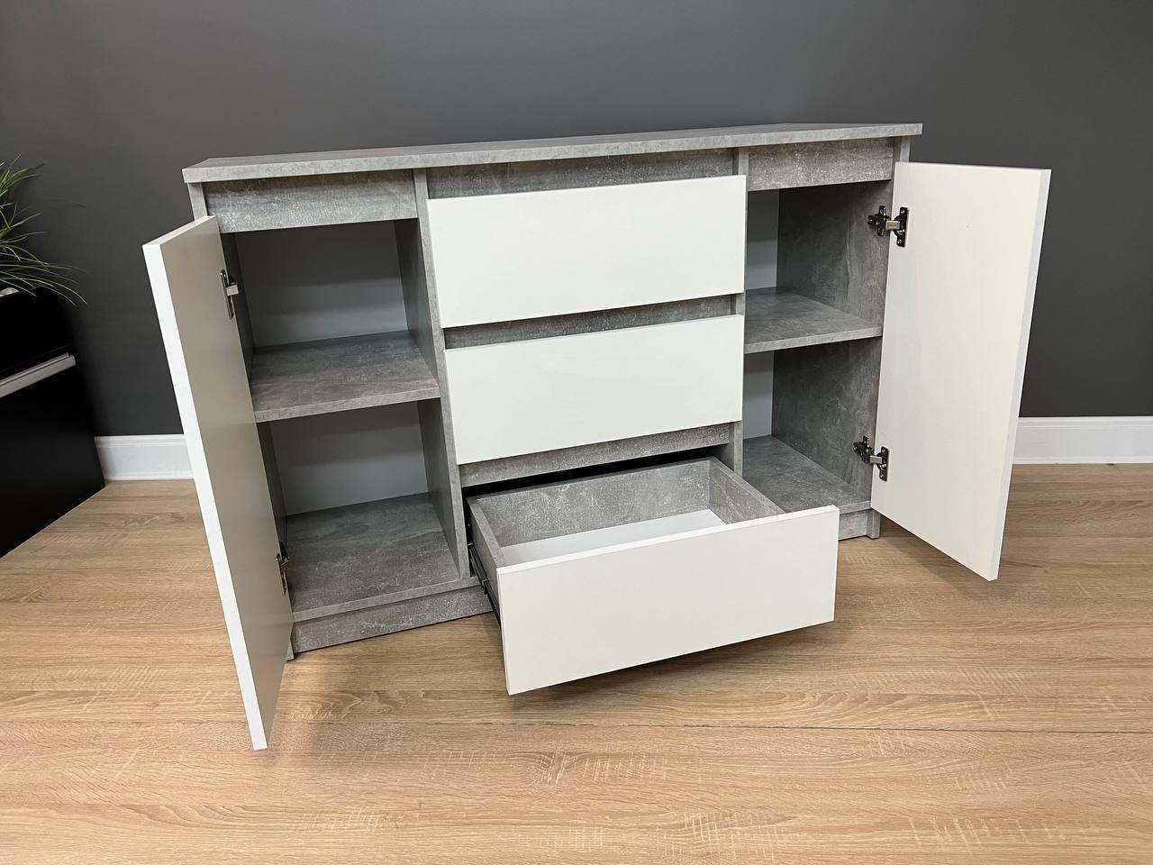 Комод для игрушек и одежды с ящиками 1100х750х400 мм Белый/Бетон (356356) - фото 2