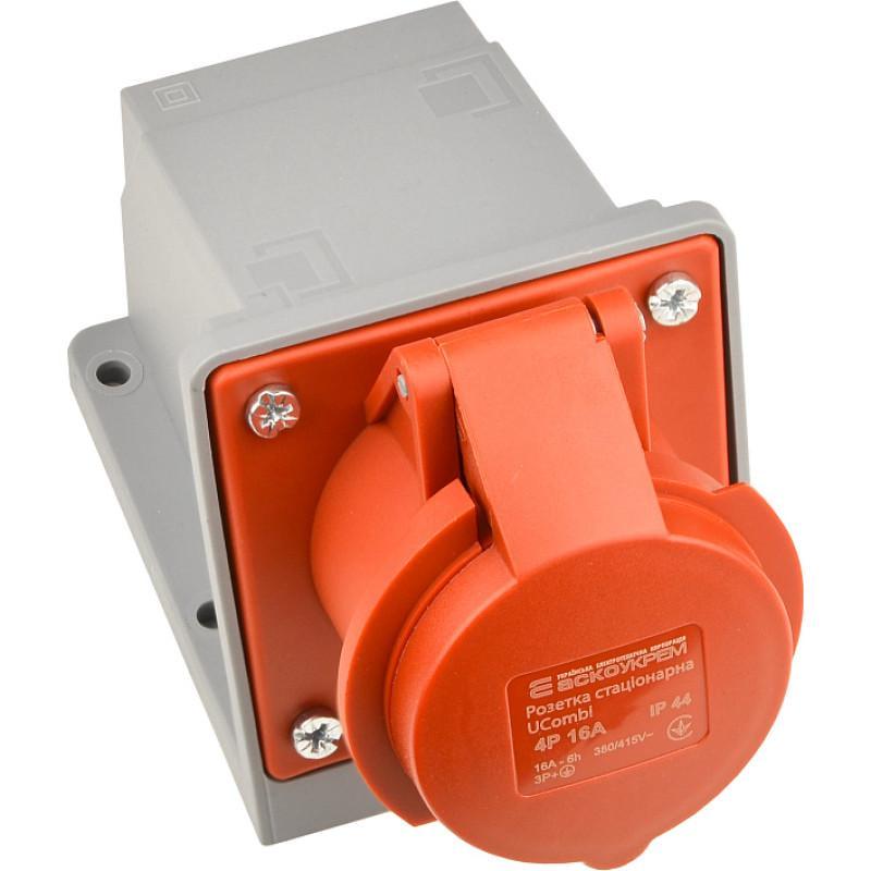 Розетка стационарная АСКО-УКРЕМ полиамид серии UСombi 4P 3Р+ РЕ 16A IP 44 (A0080010146)