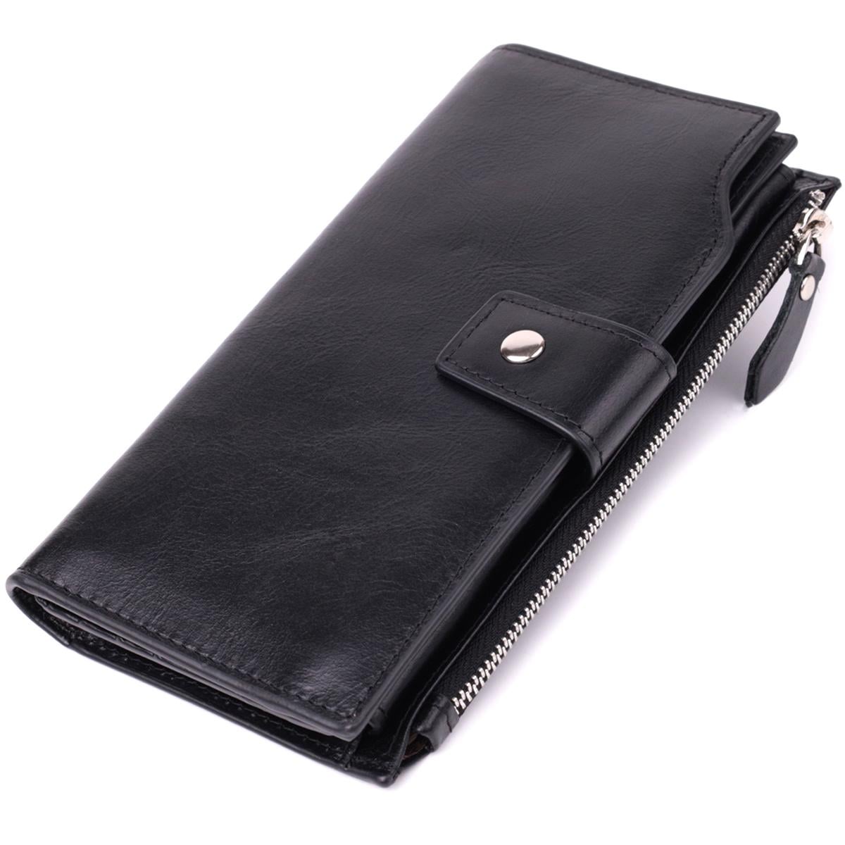 Кошелек мужской кожаный Vintage 22885 на кнопке Черный (168-136-22885) Кошелек мужской кожаный Vintage 22885 на кнопке Черный (168-136-22885)