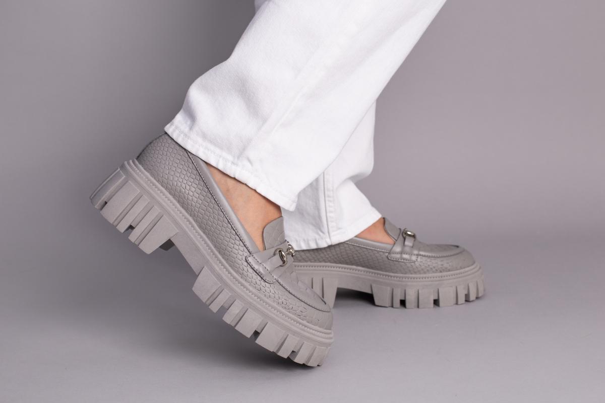 Лоферы женские кожаные р. 40 Серый (8505/40)