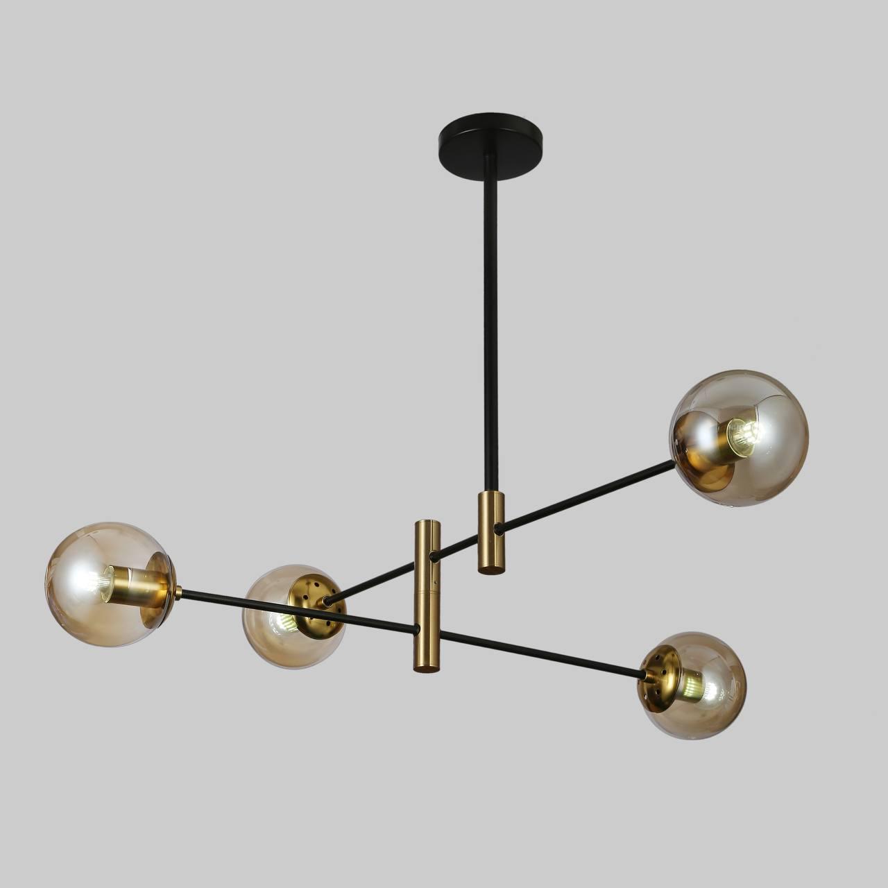 Люстра современная на 4 лампы Черный (909-LXL3012-4 BK+BR)