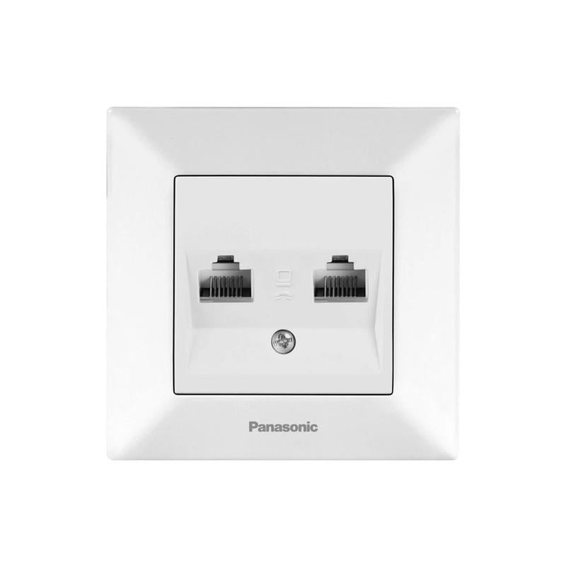 Розетка компьютерная Panasonic Arkedia Slim 2xRJ45 Cat 6е ABS Белый (WNTC04072WH-UA1)