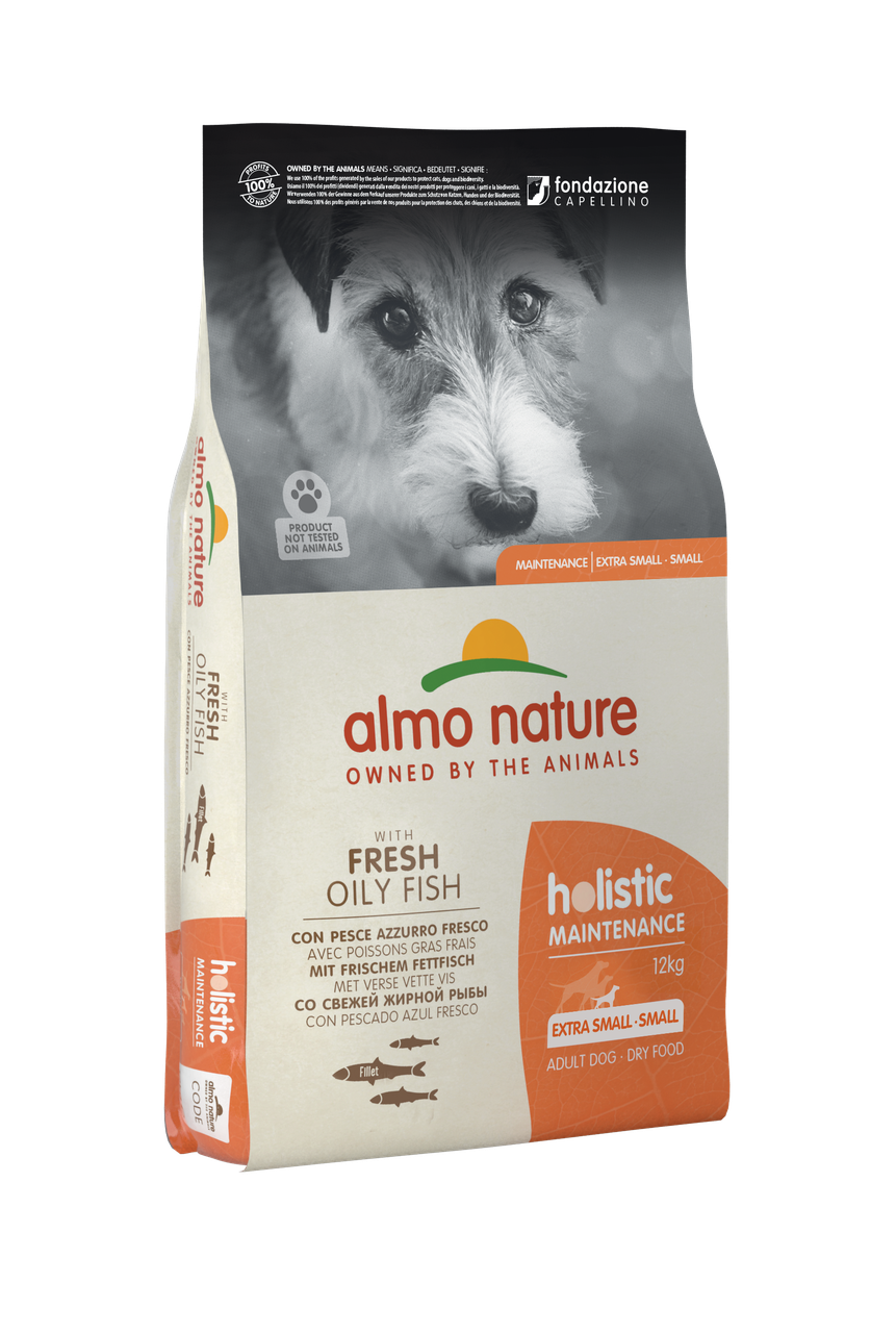 Корм сухий для собак маленьких порід Almo Nature Holistic Dog XS-S з жирною рибою 12 кг (723/8001154122633)