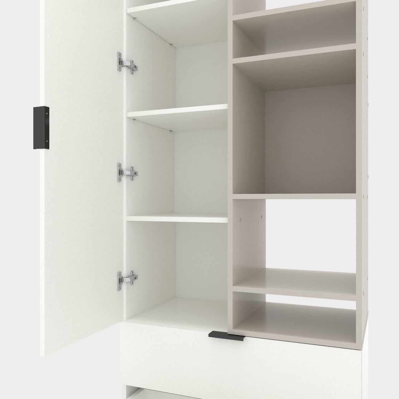 Шкаф Metkas Home A001R ЛДСП 800x420x2300 мм Белый Снег/Кашемир - фото 4 Шкаф Metkas Home A001R ЛДСП 800x420x2300 мм Белый Снег/Кашемир - фото 4