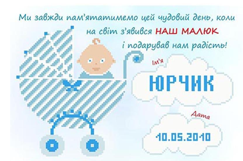 Схема картины Метрика мальчика Коляска для вышивки бисером на атласе (ТЛ024) Схема картины Метрика мальчика Коляска для вышивки бисером на атласе (ТЛ024)