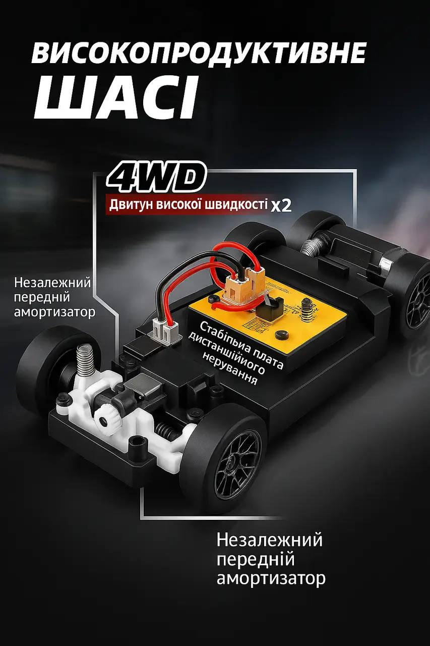 Іграшка дрифт машинка на радіоуправлінні з акумулятором/колесами та конусами - фото 3 Іграшка дрифт машинка на радіоуправлінні з акумулятором/колесами та конусами - фото 3