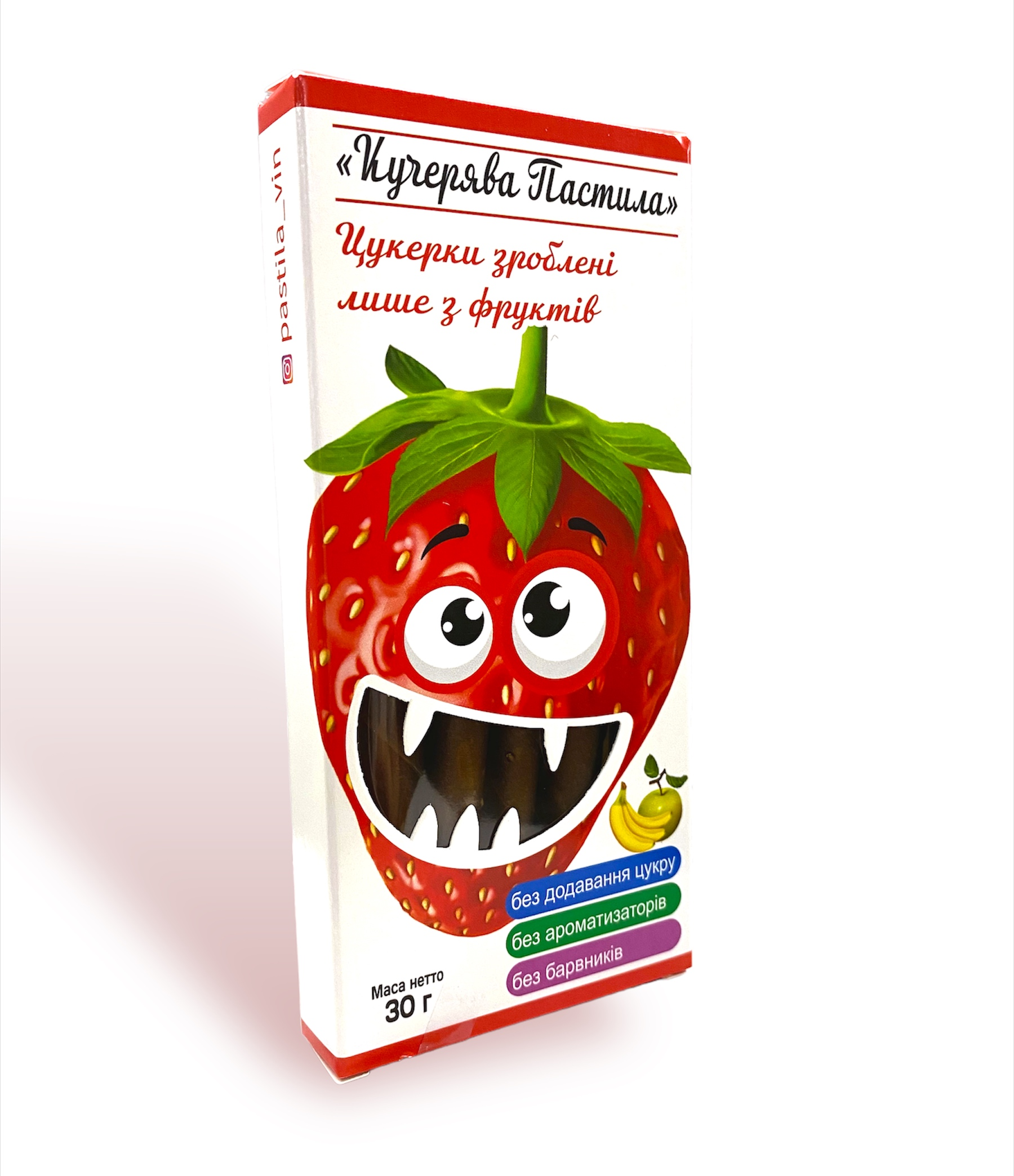 Натуральні цукерки Кучерява Пастила з полуницею 30 г