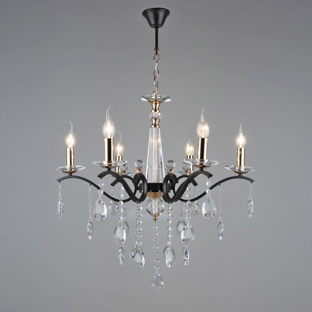 Люстра подвесная свечи Light House Черный/Золотой (SRS-18422/6)