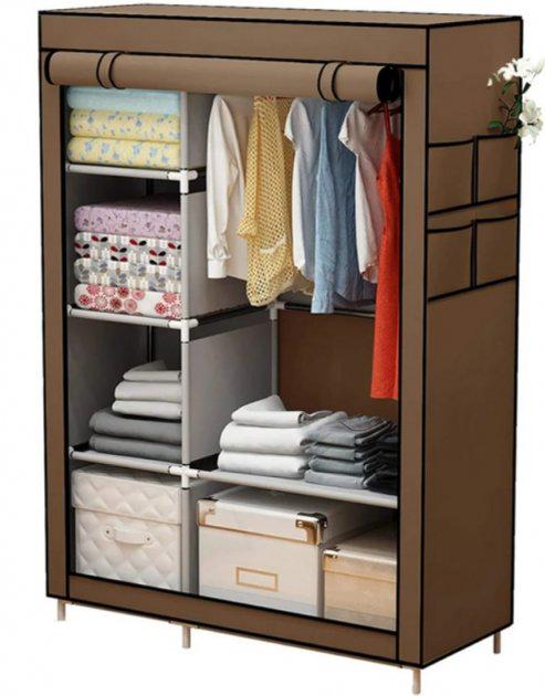 Шафа тканинна Storage Wardrobe KM-105 складна 2 секції 106х45х170 см Коричневий (Ks435465768) - фото 3