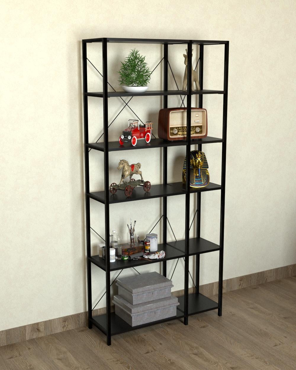 Стеллаж EcoLoft Ливор DSP-1294-5 в стиле черный лофт Черный (30776237)