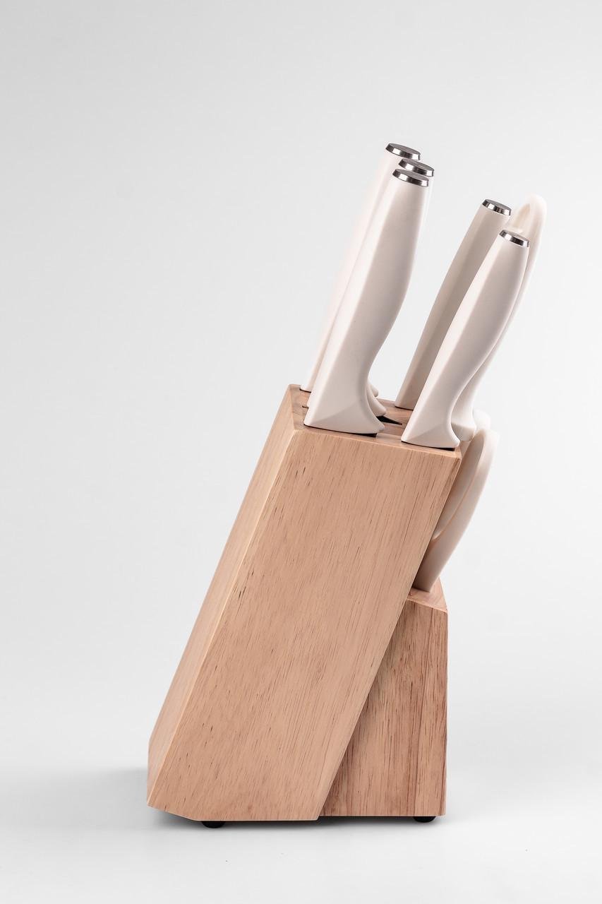 Набір кухонних ножів з керамічним покриттям 7 предметів Білий - фото 6