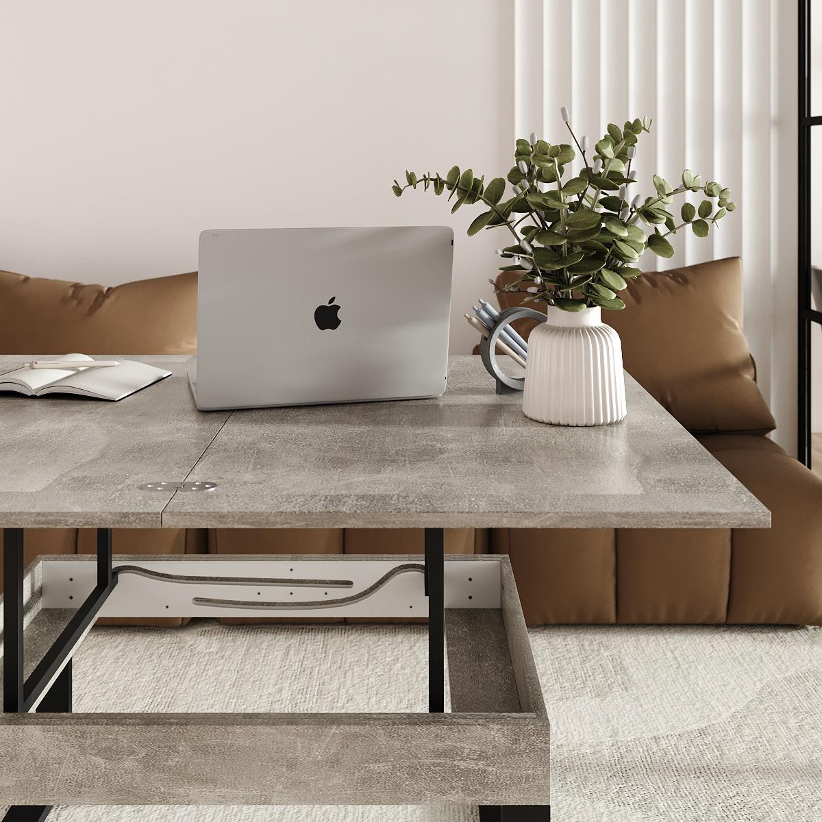 Журнальный стол-трансформер S-Fly 880x466x600 мм Ателье светлый (TB33040000030) - фото 5