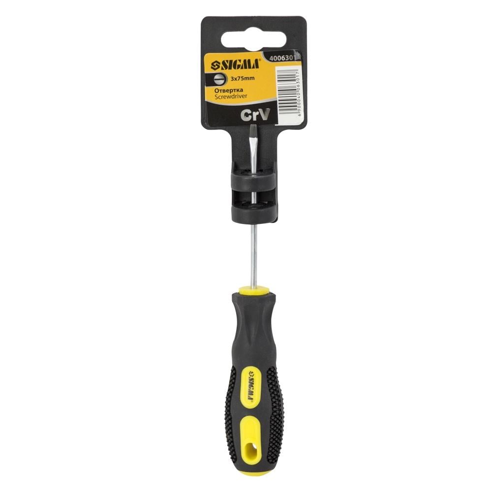 Отвертка шлицевая Sigma SL 3x75 мм CrV (4006301)