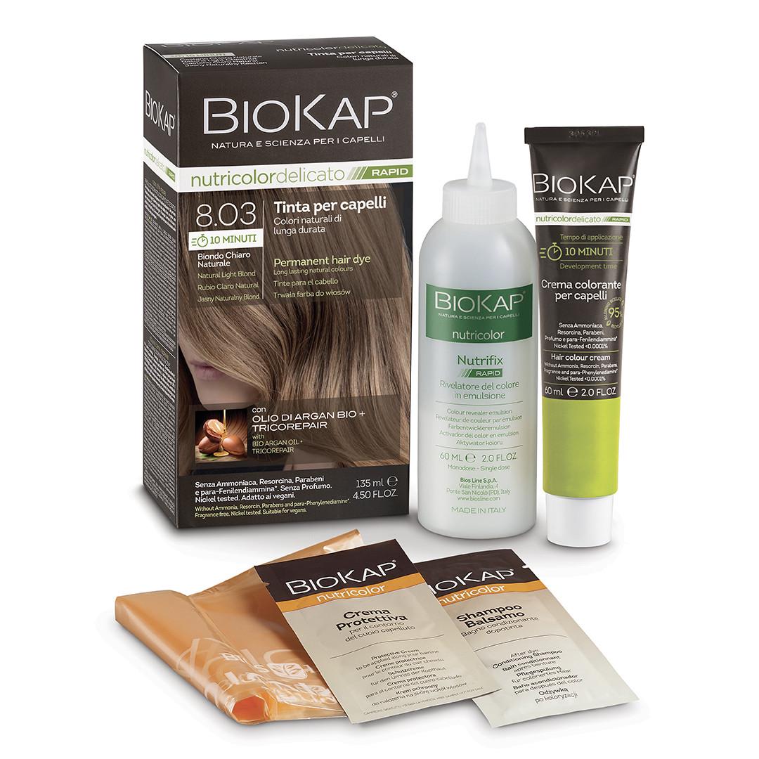 Краска для волос Bios Line BioKap Nutricolor Delicato Rapid 135 мл 8.03 Biondo Chiaro Nat - фото 1