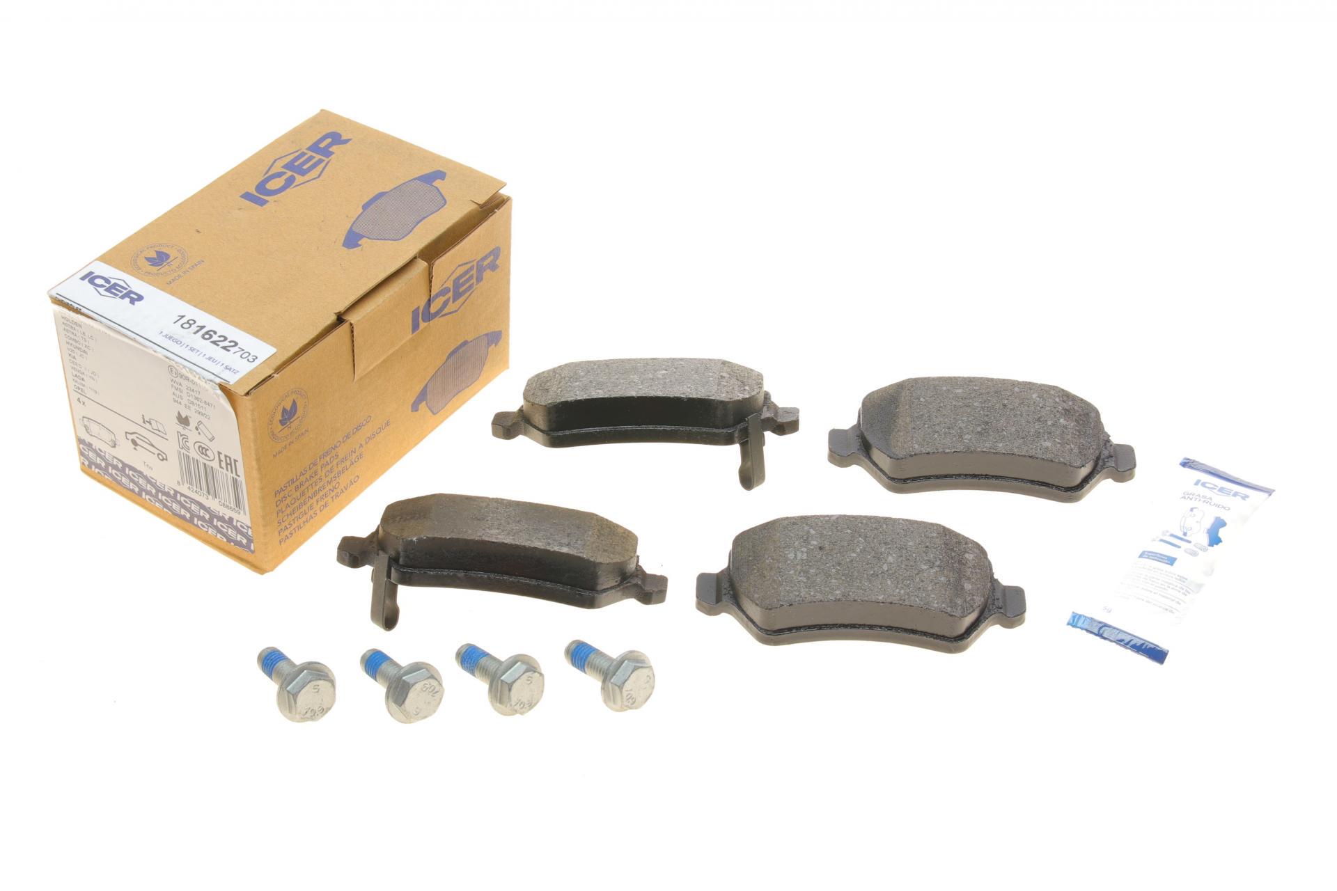 Колодки тормозные задние ICER для Opel Combo/Astra/Corsa/Meriva/Zafira 98-/Hyundai ix20/Kia Venga/Cee'd 10- (181622-703) Колодки тормозные задние ICER для Opel Combo/Astra/Corsa/Meriva/Zafira 98-/Hyundai ix20/Kia Venga/Cee'd 10- (181622-703)