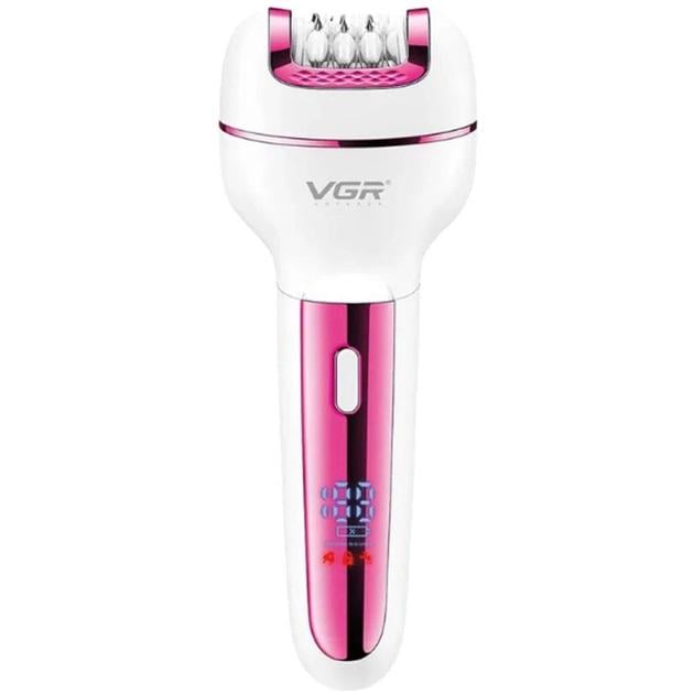 Епілятор з LED-дисплеєм VGR V-732 3 змінні насадки Рожевий (24984769)