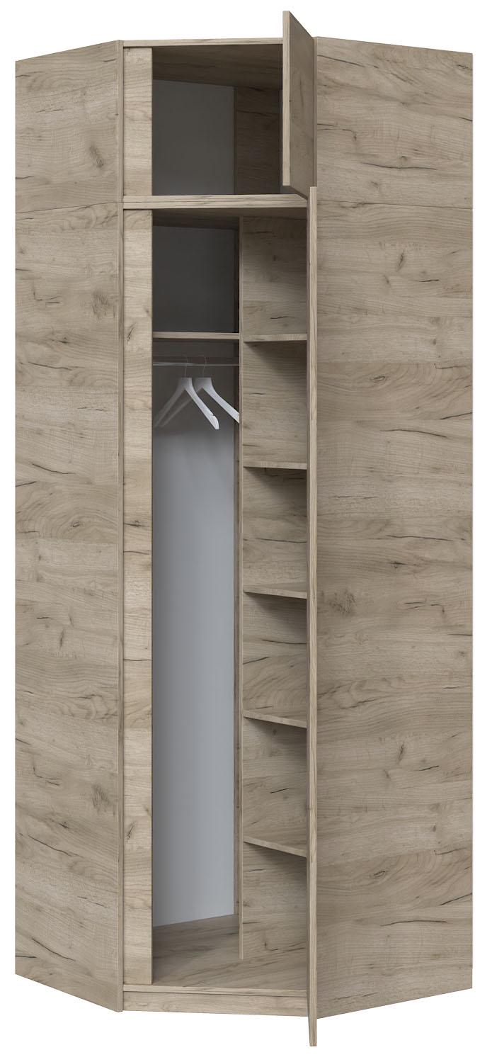 Шкаф угловой с зеркалом Мастер Форм Брайт 850х520х2400 мм Дуб крафт серый (32281) - фото 2 Шкаф угловой с зеркалом Мастер Форм Брайт 850х520х2400 мм Дуб крафт серый (32281) - фото 2