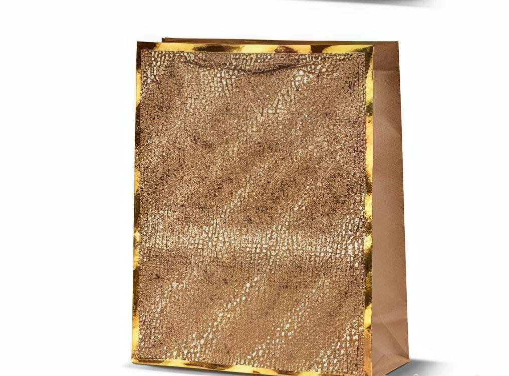 Подарунковий пакет паперовий Stenson S Drops 18х23х8см Золотий (R33063-S)